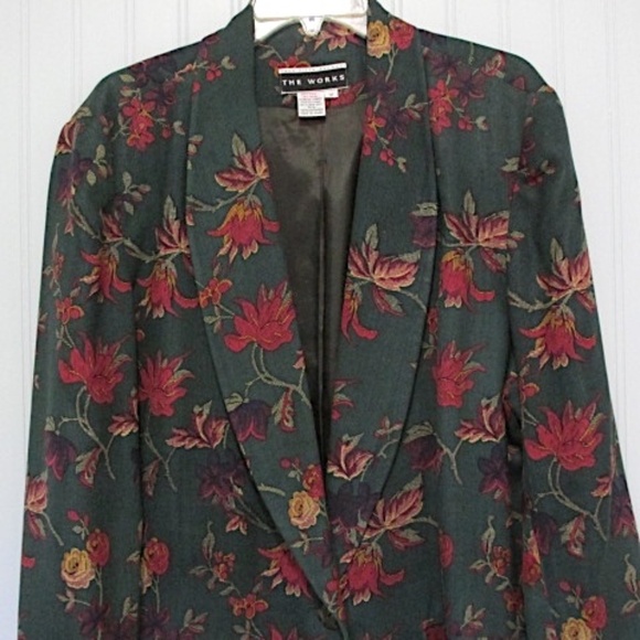 Vintage Saks Fifth Avenue Silk Blend Floral Blazer, Size 12 - Picture 3 of 7